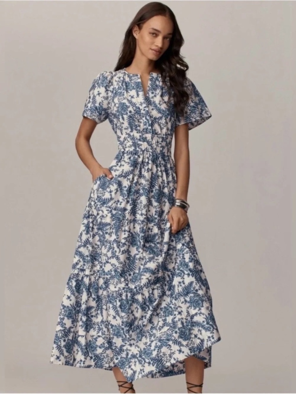 Anthropologie Maeve Somerset Maxi Dress ,Blue White Floral ,Small, NWOT - Picture 7 of 7